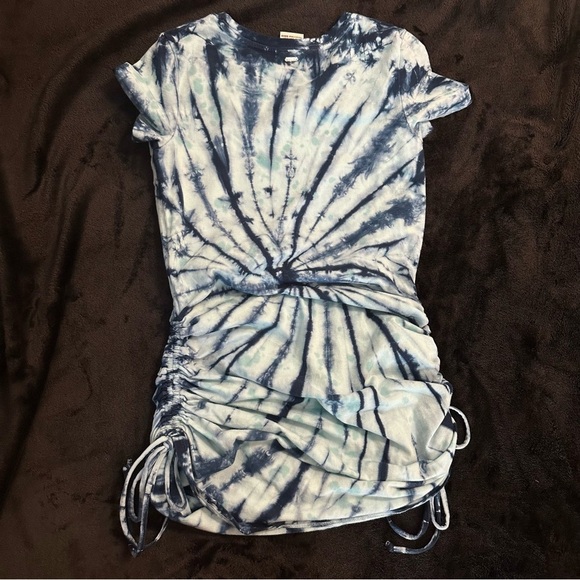 Victoria’s Secret PINK Blue Tie-Dye Ruched T-Shirt Y2K Style XS - Picture 11 of 12